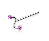 Stone Encrusted Straight Nose Stud Silver NSKA-46